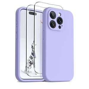 Light Purple iPhone 15 Pro Case Silicone, Magsafe, Shockproof, 2screen protector